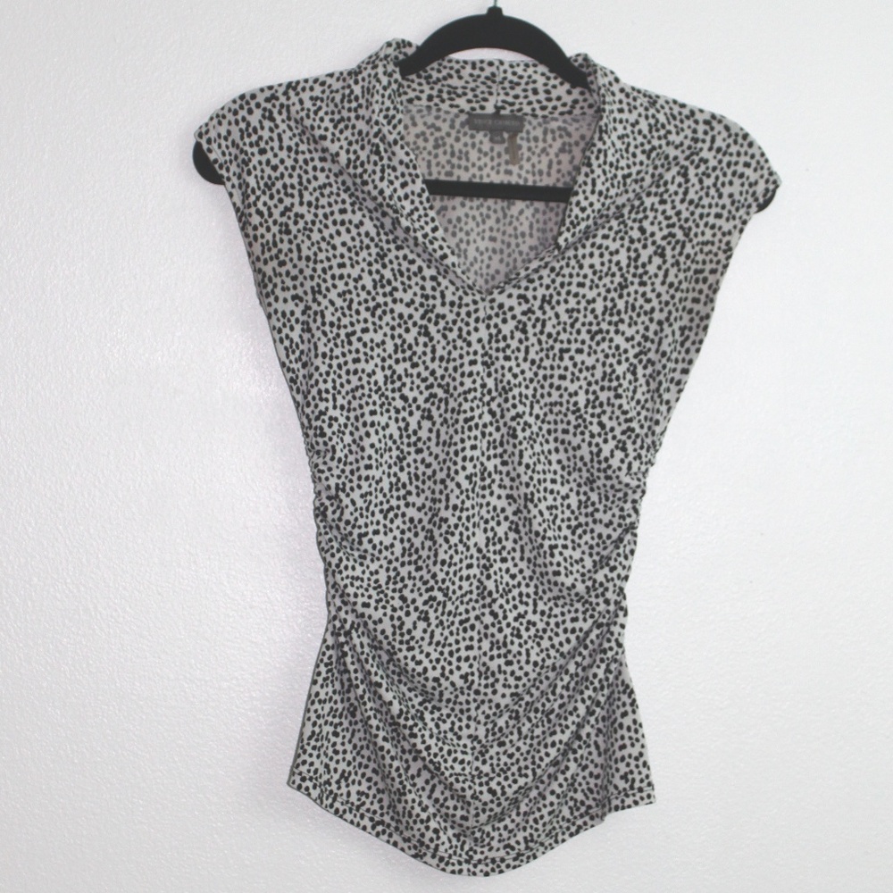 Vince Camuto Black & White V-Neck S/L Top XS